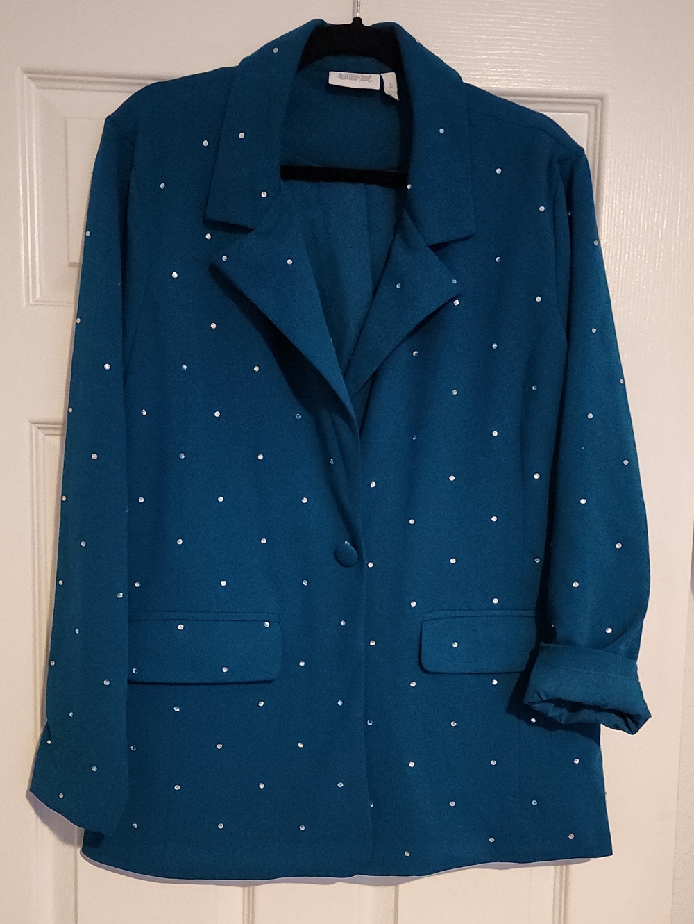 Teal Rhinestone Blazer - WILLOW & ROOT